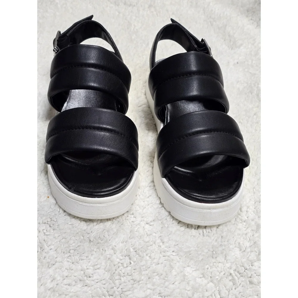UGG‎ Ashton Slide Black Leather Puffy Platform Slingback Sandals 1124997 Mens 8